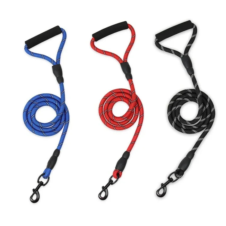 Reflektierende Hundeleine für mittelgroße und große Hunde, Blau, Schwarz, Rot