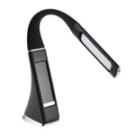 U2 5W 3-Stufig Dimmbar LED Lederstruktur Schreibtischlampe mit Temperatur/Uhr/Kalender Anzeige, Schwarz