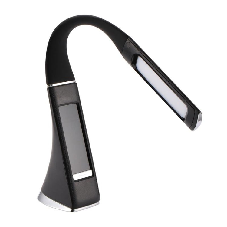 U2 5W 3-Stufig Dimmbar LED Lederstruktur Schreibtischlampe mit Temperatur/Uhr/Kalender Anzeige, Schwarz