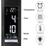 U2 5W 3-Stufig Dimmbar LED Lederstruktur Schreibtischlampe mit Temperatur/Uhr/Kalender Anzeige, Schwarz