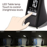 U2 5W 3-Stufig Dimmbar LED Lederstruktur Schreibtischlampe mit Temperatur/Uhr/Kalender Anzeige, Schwarz