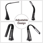 U2 5W 3-Stufig Dimmbar LED Lederstruktur Schreibtischlampe mit Temperatur/Uhr/Kalender Anzeige, Schwarz