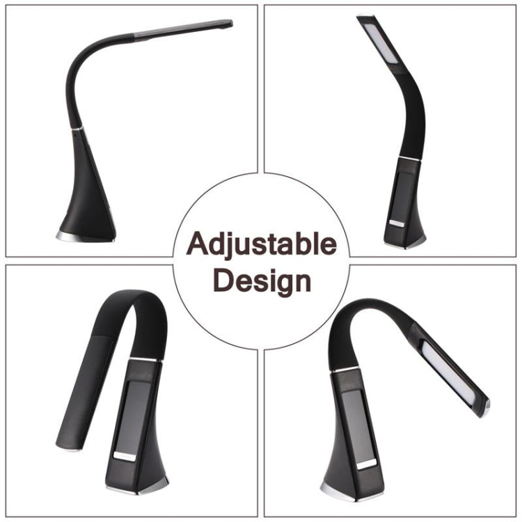 U2 5W 3-Stufig Dimmbar LED Lederstruktur Schreibtischlampe mit Temperatur/Uhr/Kalender Anzeige, Schwarz