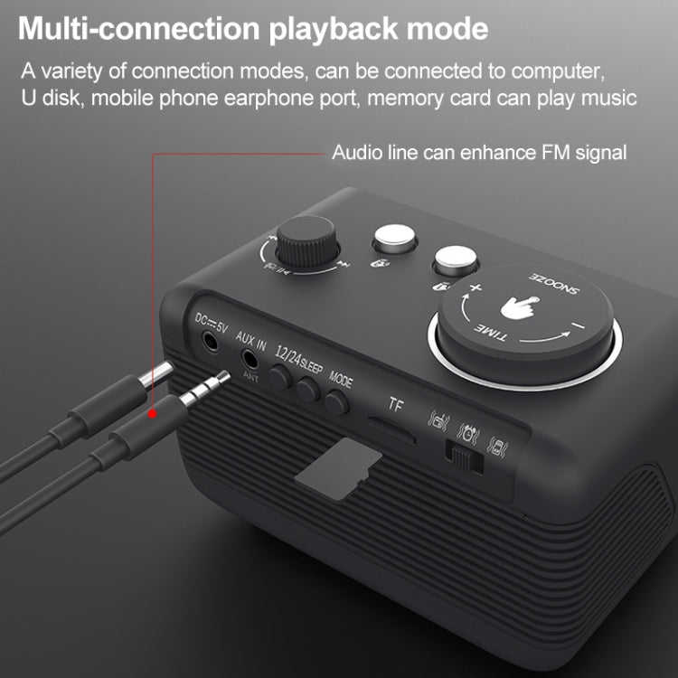 M9 Kabelloser Bluetooth-Lautsprecher Multifunktionaler Desktop-Wecker Unterstützt TF-Karte & U-Disk & AUX, US-Stecker, EU-Stecker, UK-Stecker