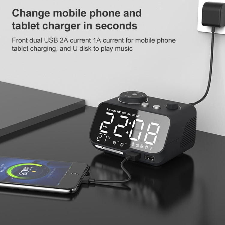 M9 Kabelloser Bluetooth-Lautsprecher Multifunktionaler Desktop-Wecker Unterstützt TF-Karte & U-Disk & AUX, US-Stecker, EU-Stecker, UK-Stecker