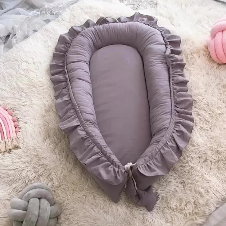 Spitzen-Baumwoll-Baby-Uterus-Bionik-Bett Tragbare Neugeborenen-Bettmatte, Rosa, Beige, Grau, Blaugrün