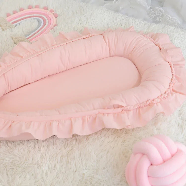 Spitzen-Baumwoll-Baby-Uterus-Bionik-Bett Tragbare Neugeborenen-Bettmatte, Rosa, Beige, Grau, Blaugrün