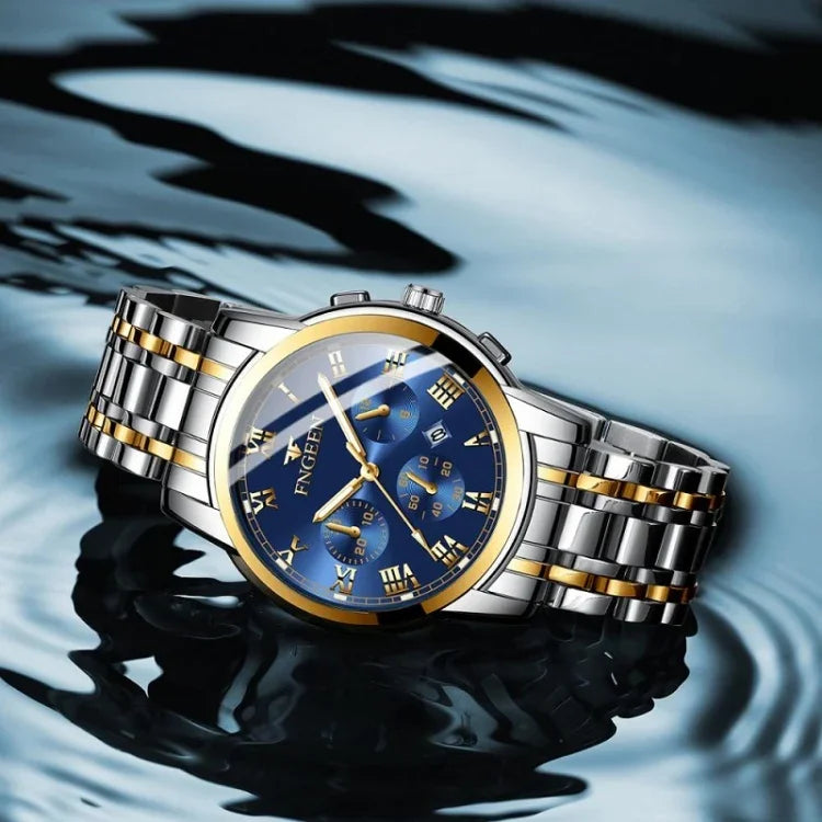 FNGEEN 4006 Men Automatic Mechanical Watch Waterproof Quartz Watch, Gold Blue Surface, Gold Black Surface, Gold White Surface, White Steel White Surface, White Steel Black Surface, White Steel Blue Surface, Black Steel Black Surface