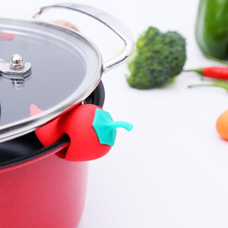 Kleiner Paprika-förmiger Topfdeckel-Überlaufschutz aus Silikon, erhöhtes Anti-Überlauf-Gadget für Topfdeckel, Pfeffer