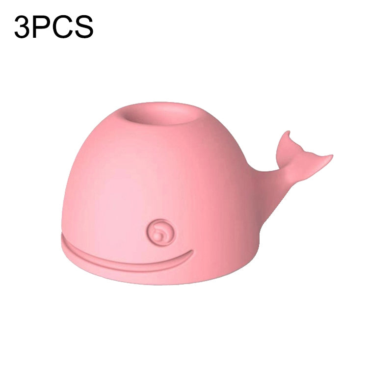 3 Stück Silikon Wal Zahnbürstenhalter Schreibtisch Büro Stifthalter, Pink, Dunkelblau, Hellblau
