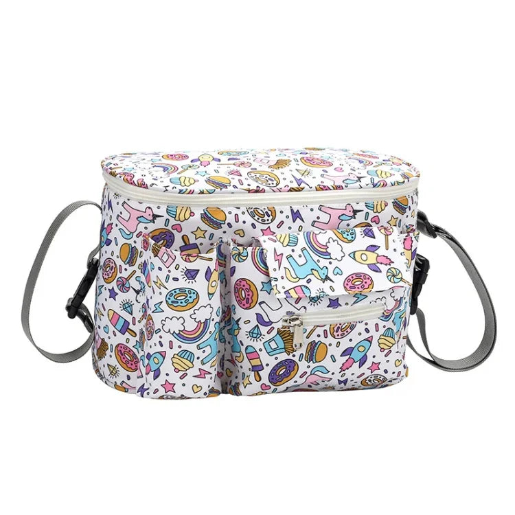 Multifunktionale Baby Kinderwagen Hängetasche Baby Zubehör Aufbewahrungstasche, Kleines Weißes Pferd, Blumenpilz, Schaukelbär, Gelbes Alpaka, Schwarzer Schwan