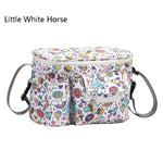 Multifunktionale Baby Kinderwagen Hängetasche Baby Zubehör Aufbewahrungstasche, Kleines Weißes Pferd, Blumenpilz, Schaukelbär, Gelbes Alpaka, Schwarzer Schwan