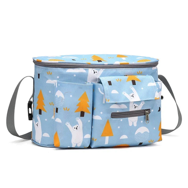 Multifunktionale Baby Kinderwagen Hängetasche Baby Zubehör Aufbewahrungstasche, Kleines Weißes Pferd, Blumenpilz, Schaukelbär, Gelbes Alpaka, Schwarzer Schwan