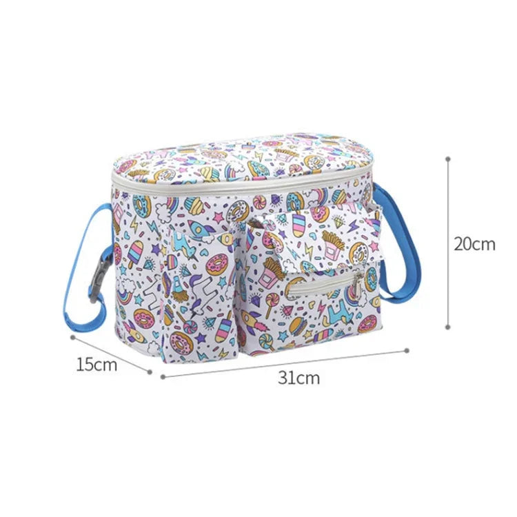 Multifunktionale Baby Kinderwagen Hängetasche Baby Zubehör Aufbewahrungstasche, Kleines Weißes Pferd, Blumenpilz, Schaukelbär, Gelbes Alpaka, Schwarzer Schwan