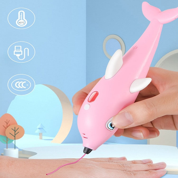 3D-Druckstift, dreidimensionaler Mal-Graffiti-Pinsel, Delfinrosa