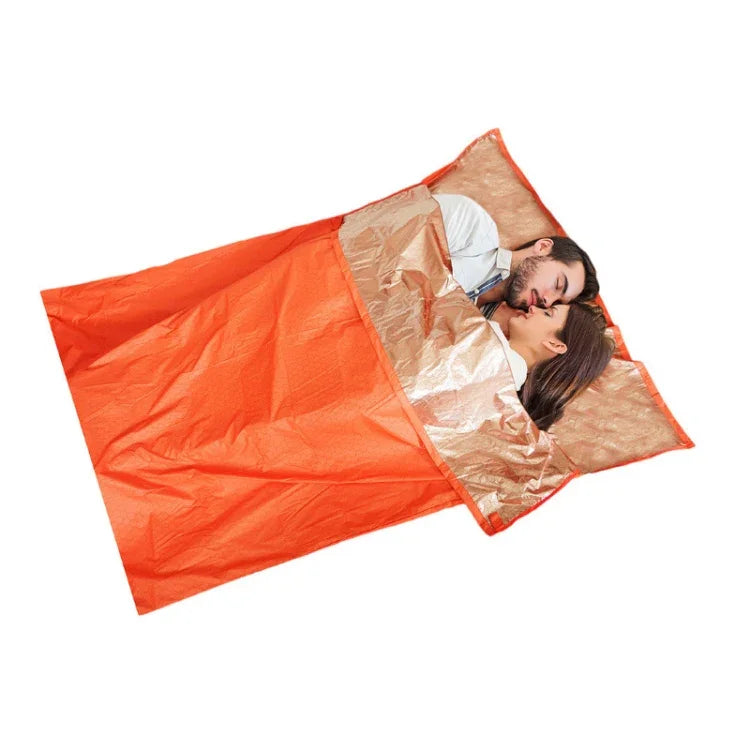 Outdoor-Wander-Camping-Wärmereflektierende Thermoisolations-Schlafsack-Notfalldecke, Doppelhülle 200 cm x 145 cm, Mumie 210 cm x 83 cm, Einzelhülle 200 x 72 cm (Silbergrau)