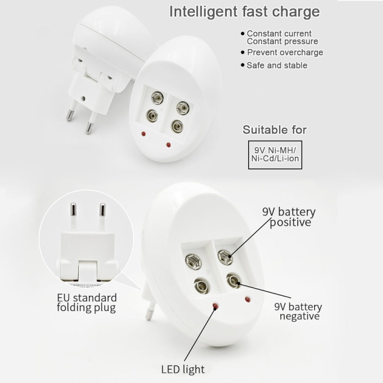 9V Li-Ion Wiederaufladbare Batterie 6F22 9V Lithium Batterien Ladegerät, US-Stecker, EU-Stecker