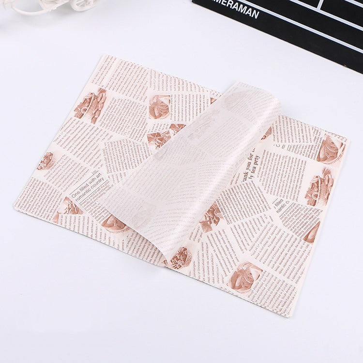 100 Blatt/Packung Kuchen-Pergamentpapier Backverpackung Tellerpapier Hamburgerpapier, Farbe: Klassische Zeitung, Klassische Zeitung, Farbgebäck, Oranger Turm, Weiß Englisch, Kaffee Englisch, Weizen Englisch, Reinweiß, Dickes Kraftpapier, Grauer Turm