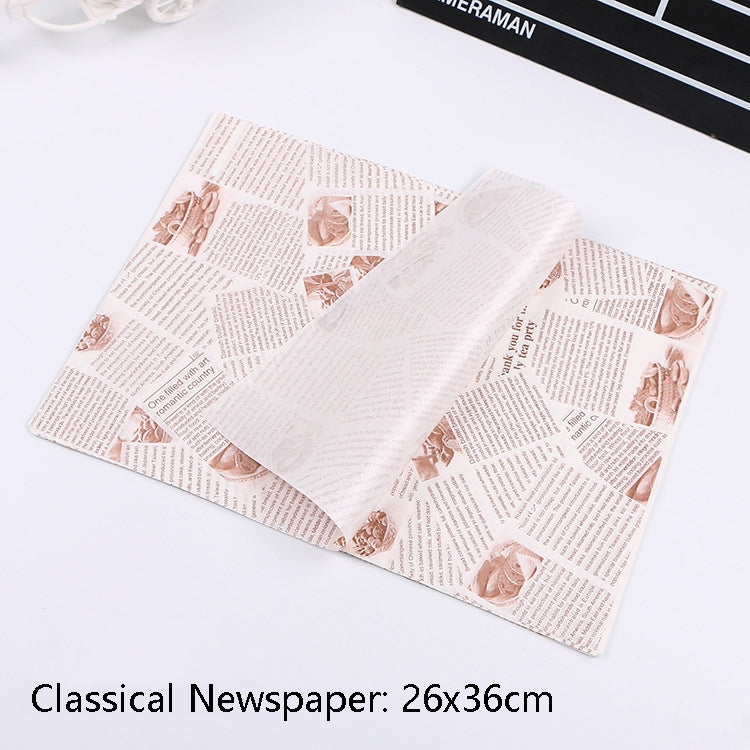 100 Blatt/Packung Kuchen-Pergamentpapier Backverpackung Tellerpapier Hamburgerpapier, Farbe: Klassische Zeitung, Klassische Zeitung, Farbgebäck, Oranger Turm, Weiß Englisch, Kaffee Englisch, Weizen Englisch, Reinweiß, Dickes Kraftpapier, Grauer Turm