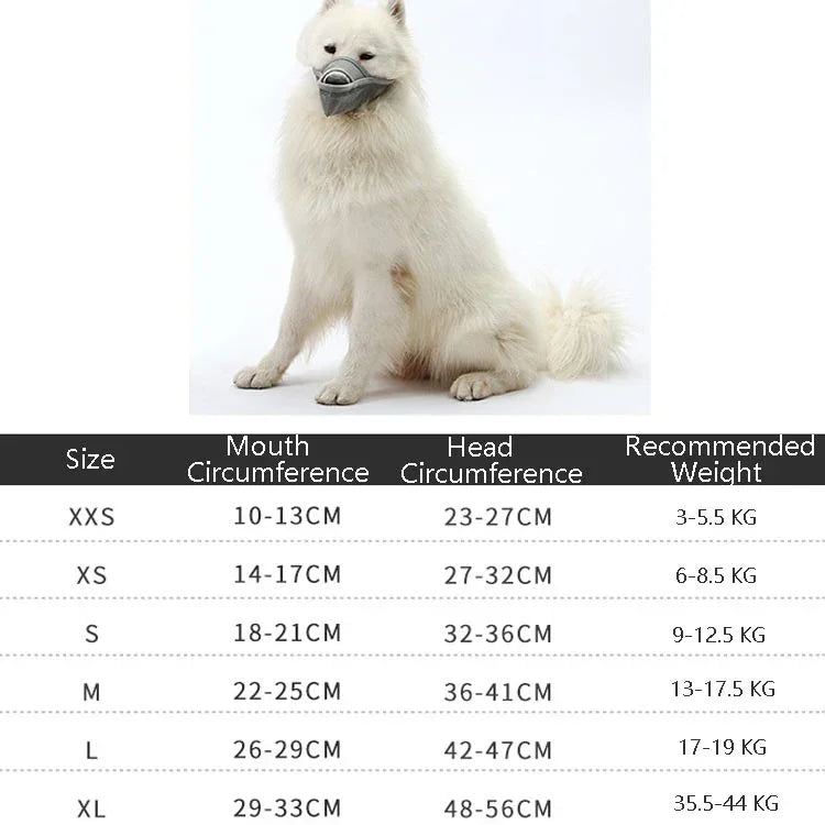Hundemaulschutz, Bissfest, Netzgewebe, für mittelgroße und große Hunde, Anti-Tropfen-Maske, Größen: XXS, XS, S, M, L, XL