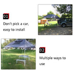 LADUTA Outdoor-Selbstfahrertour Barbecue Camping Auto-Seitenmarkise Auto-Heckverlängerungszelt Zubehör, Grau Blau, Silber beschichtet