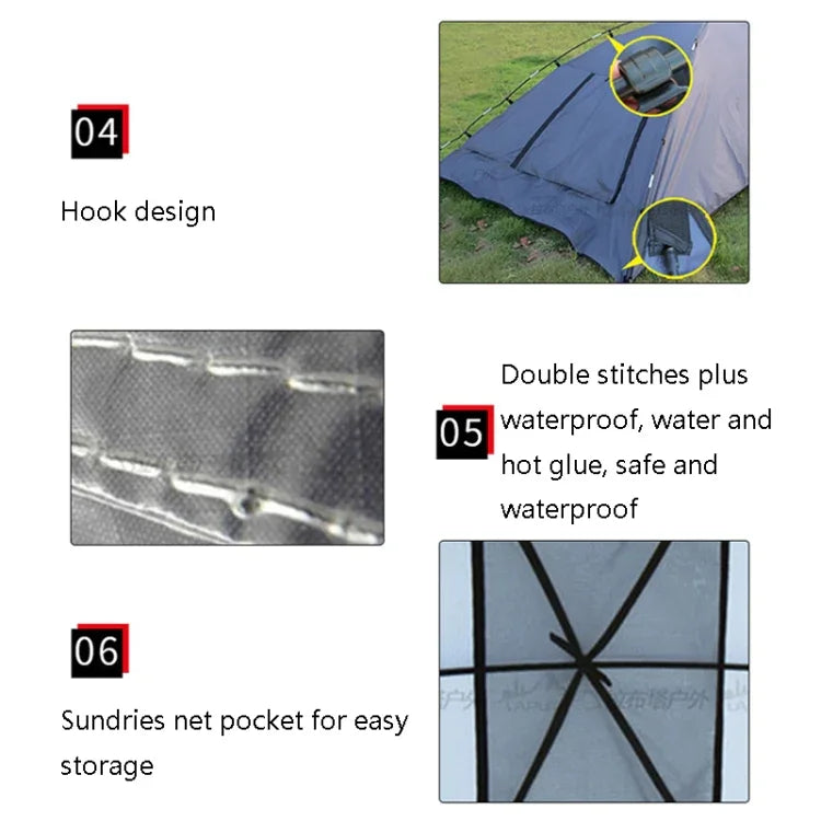 LADUTA Outdoor-Selbstfahrertour Barbecue Camping Auto-Seitenmarkise Auto-Heckverlängerungszelt Zubehör, Grau Blau, Silber beschichtet