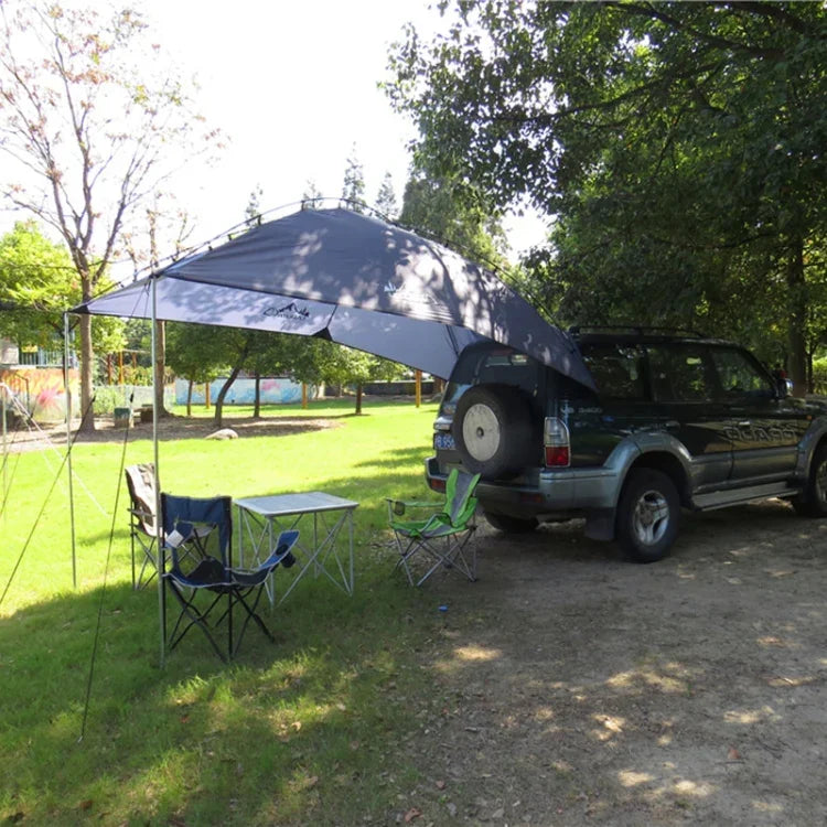 LADUTA Outdoor-Selbstfahrertour Barbecue Camping Auto-Seitenmarkise Auto-Heckverlängerungszelt Zubehör, Grau Blau, Silber beschichtet