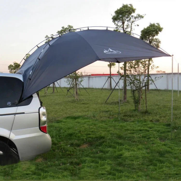 LADUTA Outdoor-Selbstfahrertour Barbecue Camping Auto-Seitenmarkise Auto-Heckverlängerungszelt Zubehör, Grau Blau, Silber beschichtet