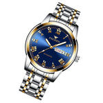 FNGEEN 4002 Herren Sportuhr mit römischem Zifferblatt, leuchtende Quarzuhr für Studenten, Gold-Blau, Gold-Schwarz, Gold-Weiß, Edelstahl-Blau, Edelstahl-Schwarz, Braunes Leder und Gold-Blau  ...
