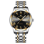 FNGEEN 4002 Herren Sportuhr mit römischem Zifferblatt, leuchtende Quarzuhr für Studenten, Gold-Blau, Gold-Schwarz, Gold-Weiß, Edelstahl-Blau, Edelstahl-Schwarz, Braunes Leder und Gold-Blau  ...