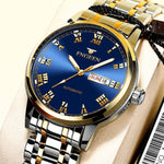 FNGEEN 4002 Herren Sportuhr mit römischem Zifferblatt, leuchtende Quarzuhr für Studenten, Gold-Blau, Gold-Schwarz, Gold-Weiß, Edelstahl-Blau, Edelstahl-Schwarz, Braunes Leder und Gold-Blau  ...