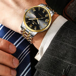 FNGEEN 4002 Herren Sportuhr mit römischem Zifferblatt, leuchtende Quarzuhr für Studenten, Gold-Blau, Gold-Schwarz, Gold-Weiß, Edelstahl-Blau, Edelstahl-Schwarz, Braunes Leder und Gold-Blau  ...