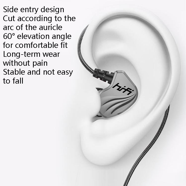 In-Ear Ohrhörer Bass Handy Spiel Sport Kabelgebundenes Headset, Schwarz, Silber