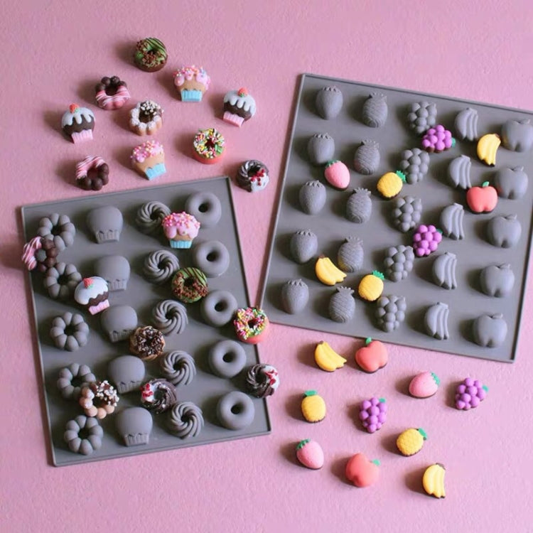 Silikon-Kuchenform, 25-fach, Fudge, Hartbonbons, Silikon-Keksform, Obst, Donuts