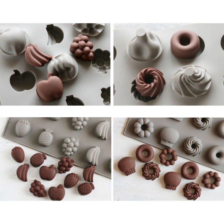 Silikon-Kuchenform, 25-fach, Fudge, Hartbonbons, Silikon-Keksform, Obst, Donuts