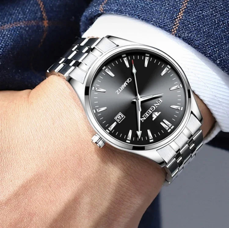 FNGEEN 2111 Herren Simple Leuchtende Kalender Quarz Uhr