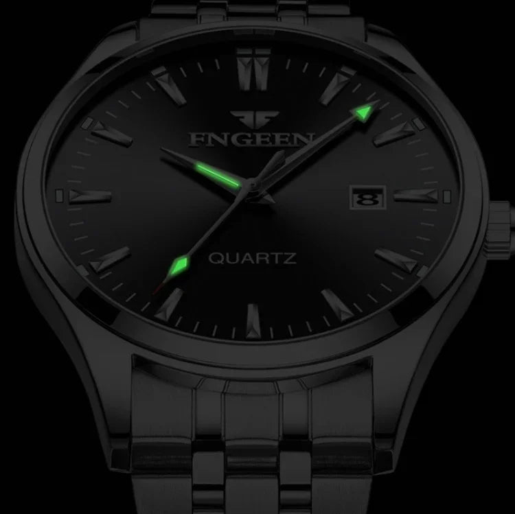 FNGEEN 2111 Herren Simple Leuchtende Kalender Quarz Uhr