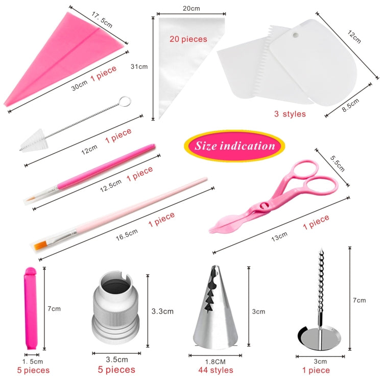 83-in-1 Tortendekorations-Set, Backzubehör, Spritztüllen und Gebäckfärbeutensilien, 83 Teile/Set