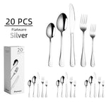 20-teiliges Edelstahlbesteck Steakbesteck Set, Echtfarbe, Gold, Roségold, Bunt, Schwarz