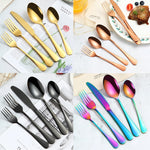 20-teiliges Edelstahlbesteck Steakbesteck Set, Echtfarbe, Gold, Roségold, Bunt, Schwarz
