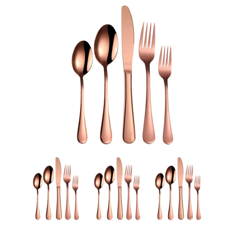 20-teiliges Edelstahlbesteck Steakbesteck Set, Echtfarbe, Gold, Roségold, Bunt, Schwarz