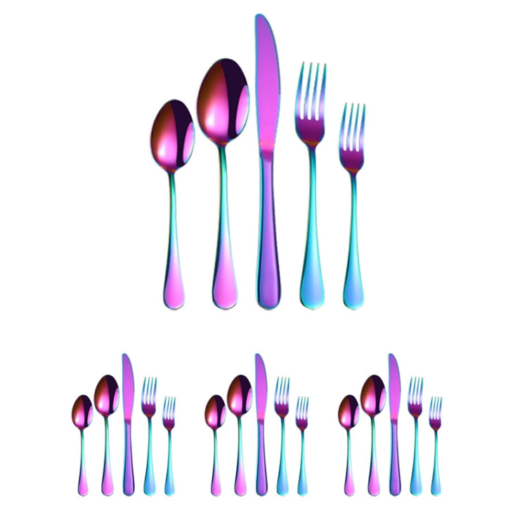 20-teiliges Edelstahlbesteck Steakbesteck Set, Echtfarbe, Gold, Roségold, Bunt, Schwarz