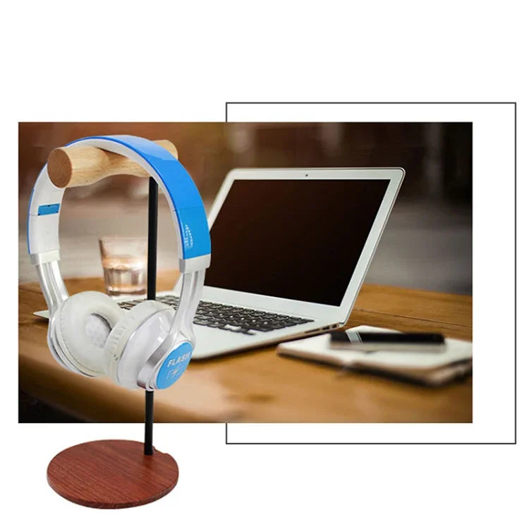 Kreativer Metallstangen-Kopfhörer-Ständer aus Holz mit Kopfhalterung, einseitige weiße Metallstange, einseitige schwarze Metallstange, doppelseitige weiße Metallstange, doppelseitige schwarze Metallstange