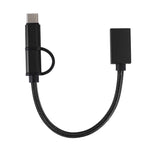 USB 3.0 Buchse auf Micro USB + USB-C / Typ-C Stecker Lade- + Übertragungs-OTG-Nylon-Geflechtkabel, Kabellänge: 19 cm, Gold, Silber, Schwarz, Pink, Blau, Rot