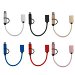USB 3.0 Buchse auf Micro USB + USB-C / Typ-C Stecker Lade- + Übertragungs-OTG-Nylon-Geflechtkabel, Kabellänge: 19 cm, Gold, Silber, Schwarz, Pink, Blau, Rot