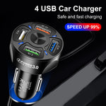 BK-358 3A QC3.0 4USB Car Charger One For Four Mobile Phone Car Charger, Black, White