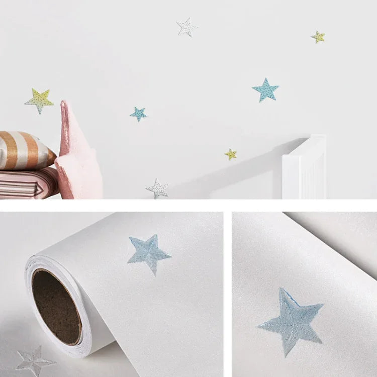 3D Sterne Mond Selbstklebende Tapete Mediterrane Kinder Wandtattoo, 0,53 x 3m