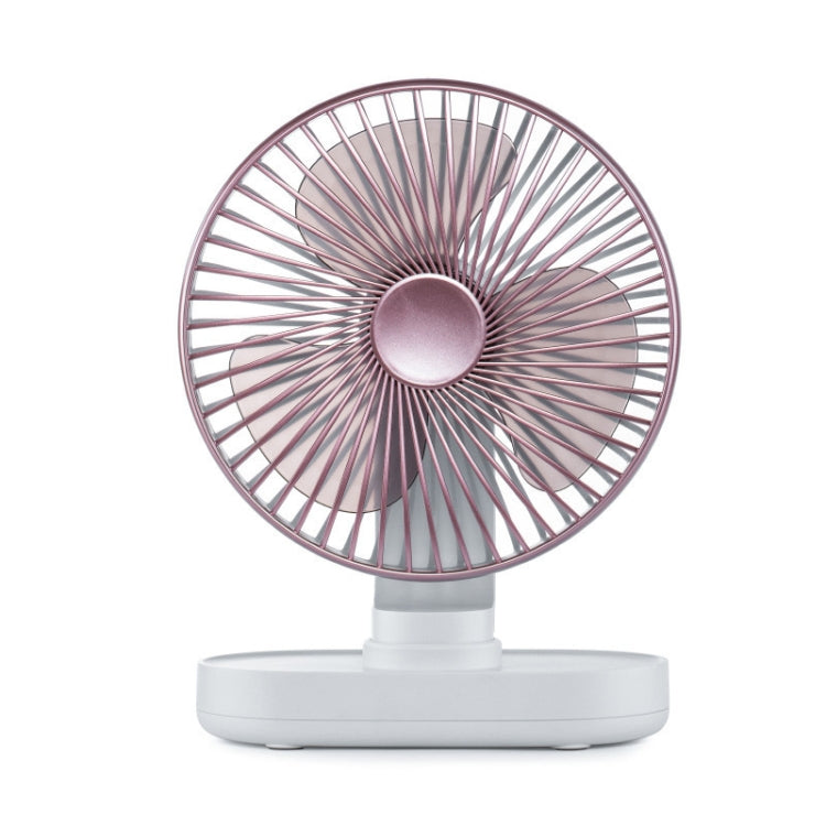 D77 Desktop Automatischer Schüttel-Kopfventilator Leise Tragbarer USB-Ventilator für Zuhause, Büro, Wohnheim, Elfenbein, Rosarot