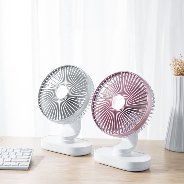 D77 Desktop Automatischer Schüttel-Kopfventilator Leise Tragbarer USB-Ventilator für Zuhause, Büro, Wohnheim, Elfenbein, Rosarot