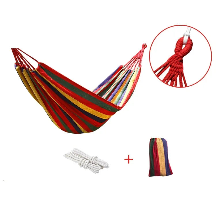 Dicke Canvas-Hängematte Feld Umkipp-Schutz Outdoor Hängemattenschaukel, 260x80 Antihaft Einzel (Rot gestreift), 260x80 Antihaft Einzel (Blau gestreift), 260x100 Antihaft (Rot gestreift), 260x100 Antihaft (Blau gestreift), 260x150 Antihaft (Rot gestreift)